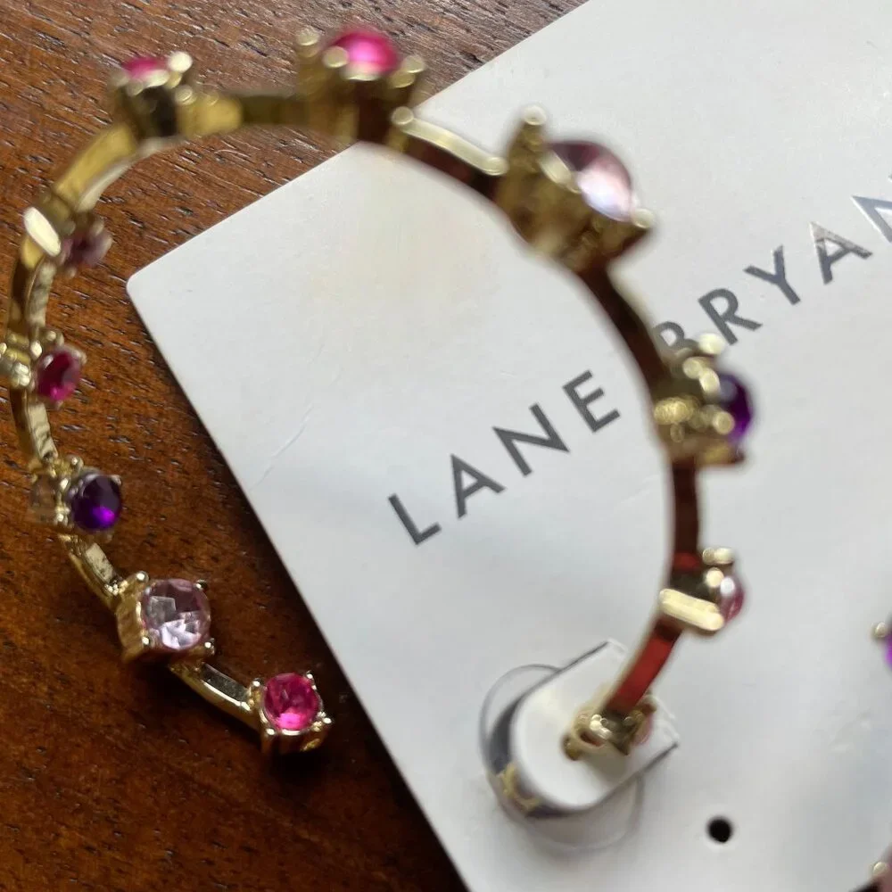 3/$12 Earrings.  Lane Bryant Gold Jeweled Earrings in Shades of Pink and Purple